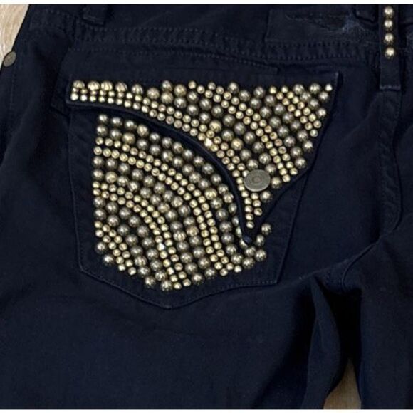 Robin Jeans Men Robins Vintage Long Flap Pockets Swarovski Crystals Black 38X34 - Picture 4 of 12